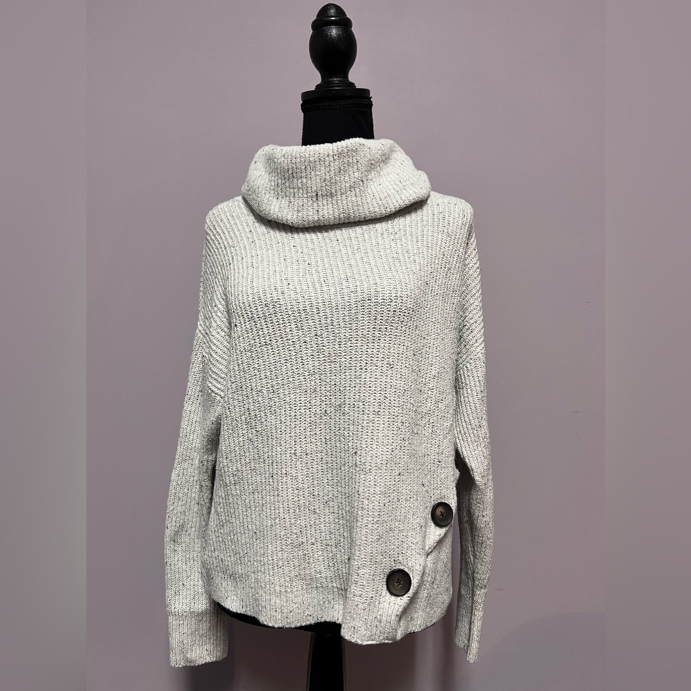 JESSICA Simpson COWL Button COTTON Blend SWEATER